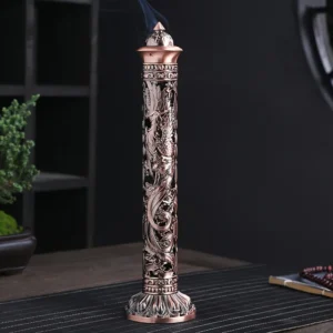 Buddha Heart Sutra Dragon Phoenix Pillar Metal Incense Stick